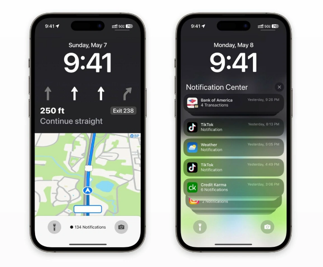 大庆苹果维修服务分享iOS17锁屏地图导航半屏显示长什么样 